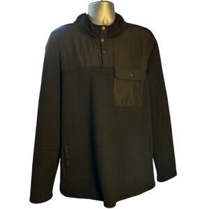 Nomad Black Ottoman Rib Knit Quarter Snap Mock Neck Pullover Shacket Size XL